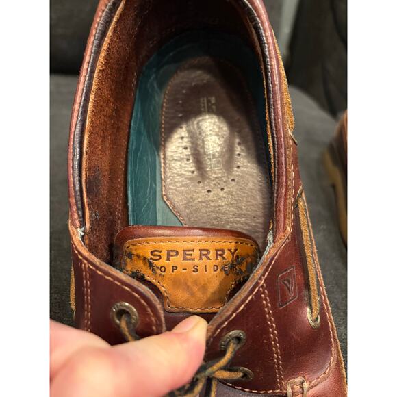 Sperry topsider mako brown leather boat shoes mens size 11.5. - Picture 7 of 8